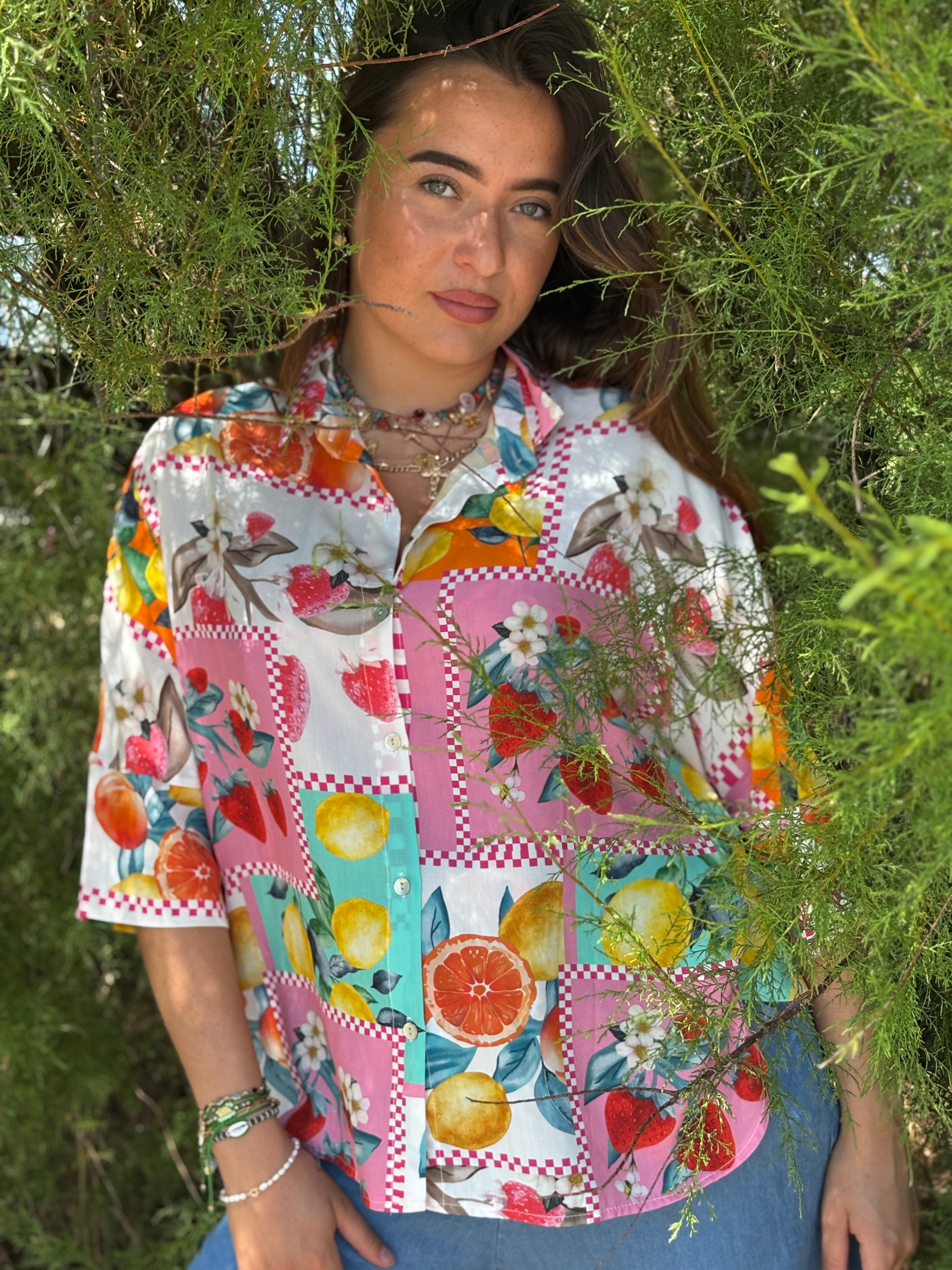 Chemise fluide en viscose multicolore