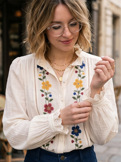 Chemise Églantine - Brodée Écru