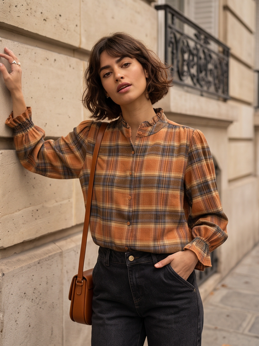 Chemise Faustine - Carreaux Camel