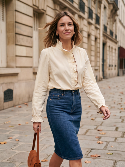 Chemise Faustine - Volants Beige