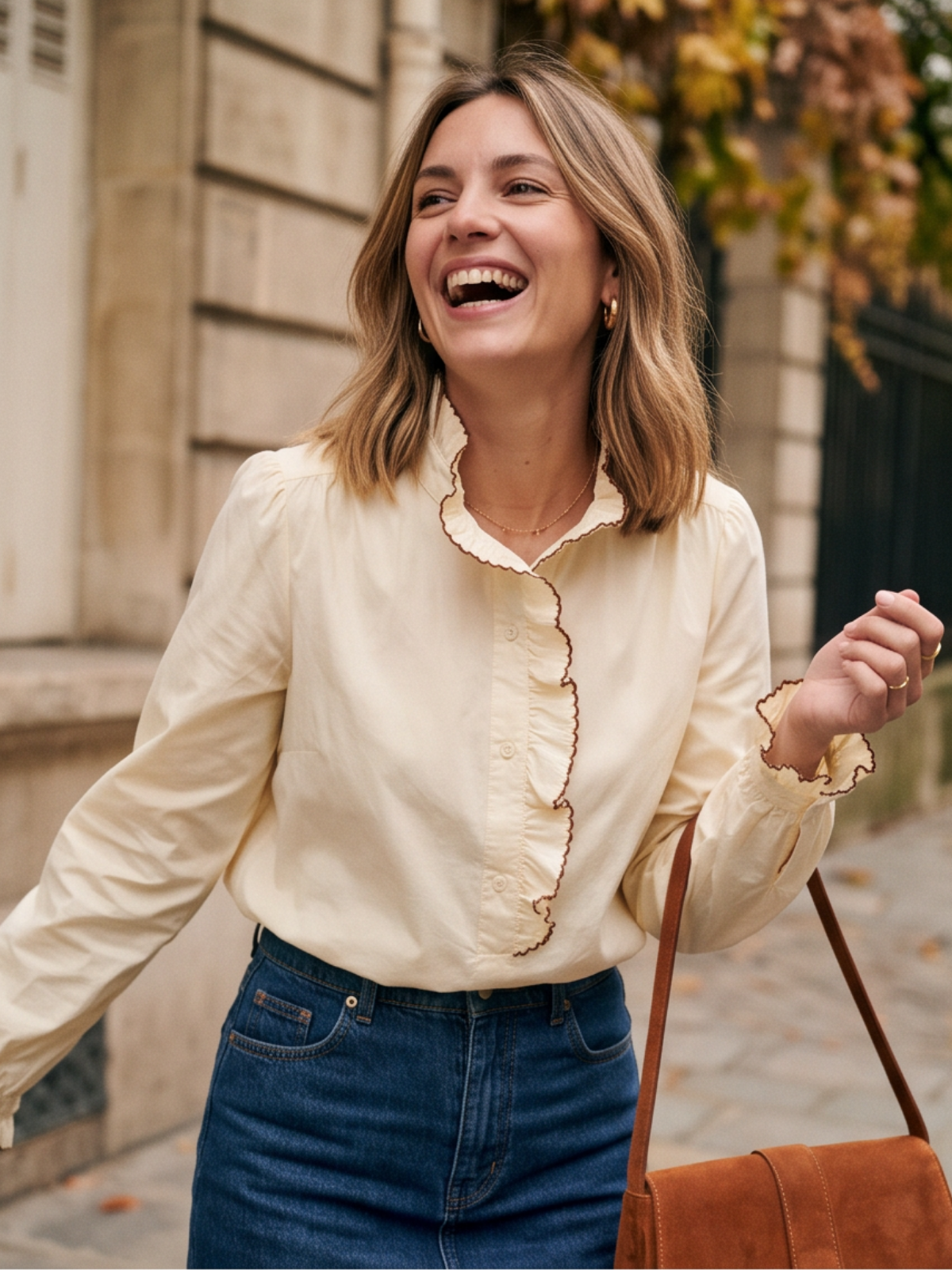 Chemise Faustine - Volants Beige
