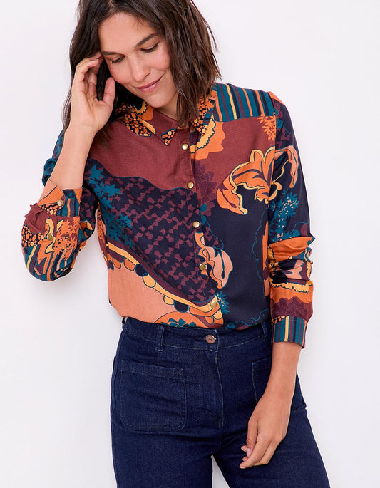 Chemise Feby Preeti Noisette vue de face - La Fiancée du Mékong