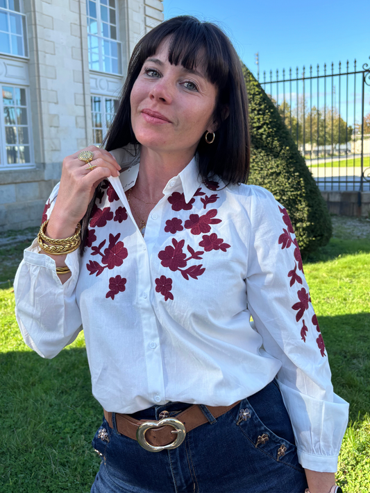 Chemise Fleurs Rouge