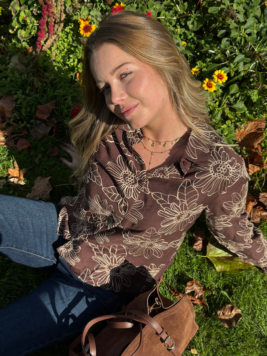 Chemise Florale Marron