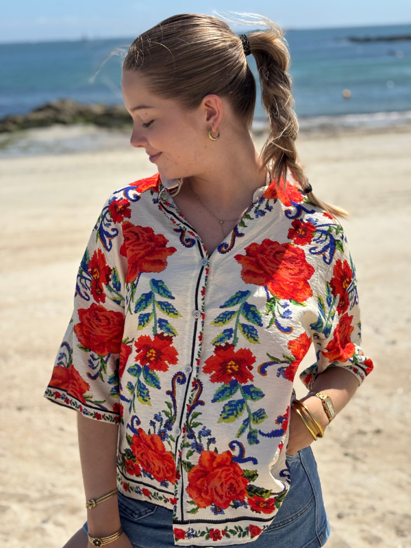 Chemise fluide à motifs estivaux