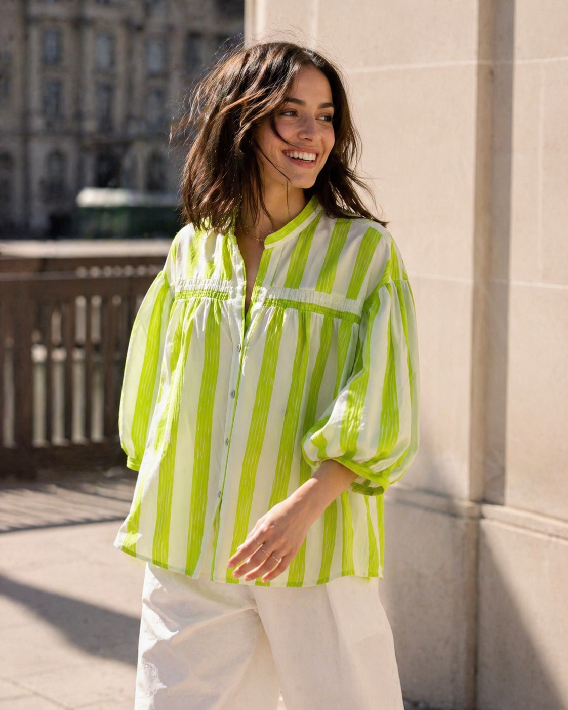Chemise Green Stripe
