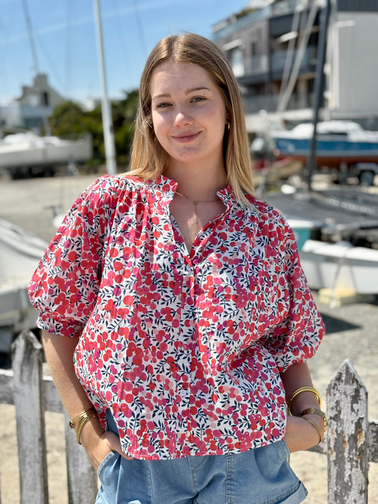 Blouse en coton imprimé fleuri