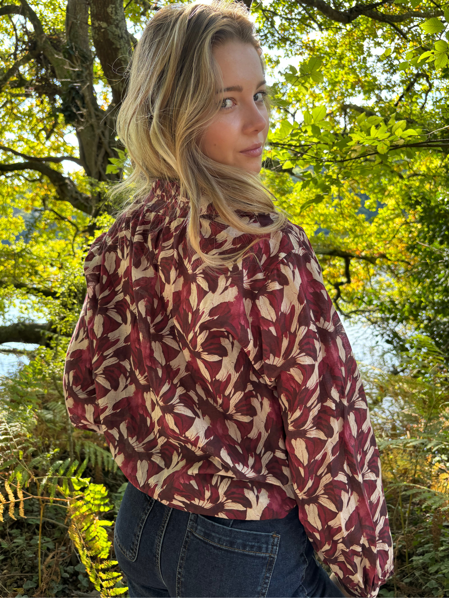 Chemise imprimée en coton bohème chic