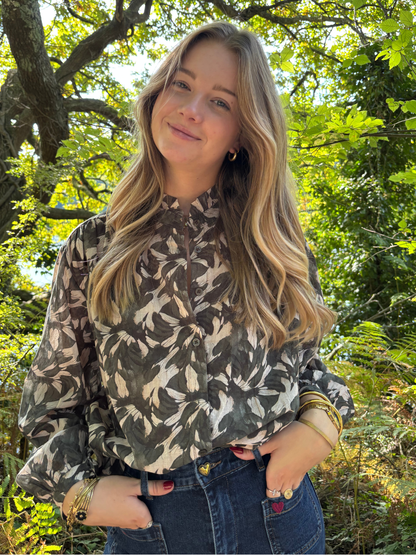 Chemise imprimée en coton bohème chic