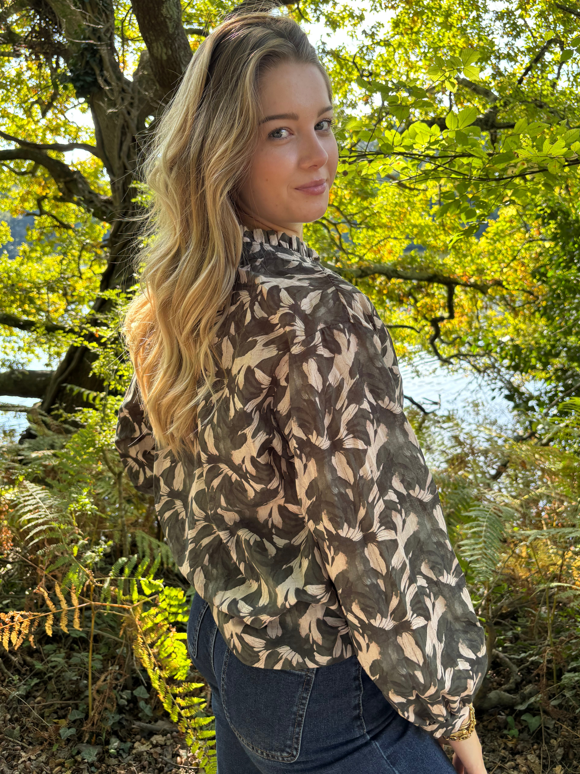 Chemise imprimée en coton bohème chic