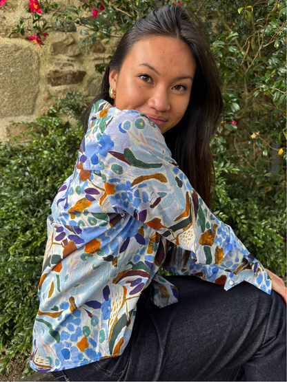 Chemise Imprimée Florale Bleue