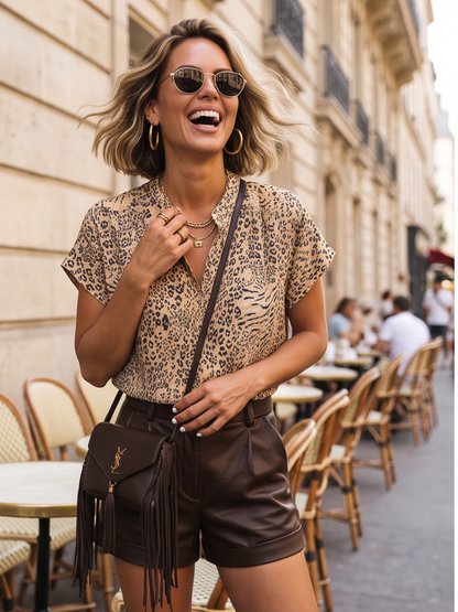 Chemise Iris - Imprimé Léopard Camel