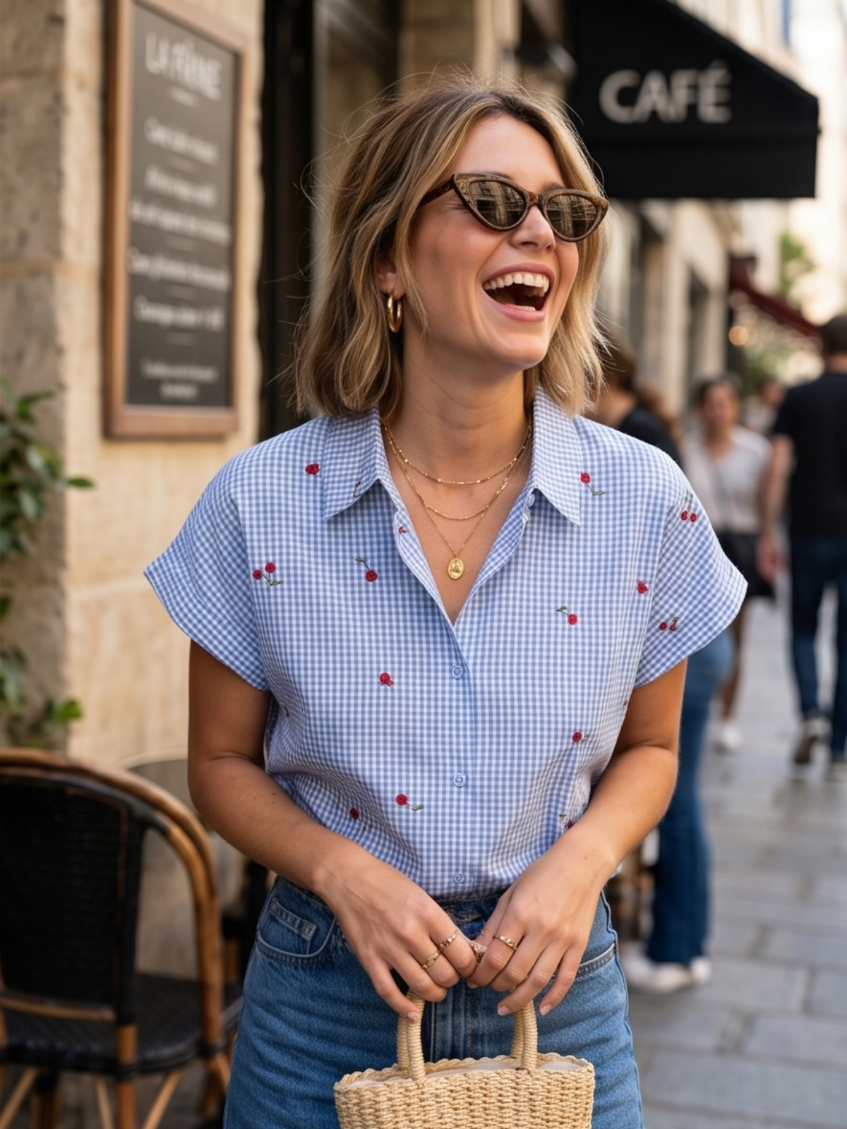 Chemise Cerises Bleu Ciel