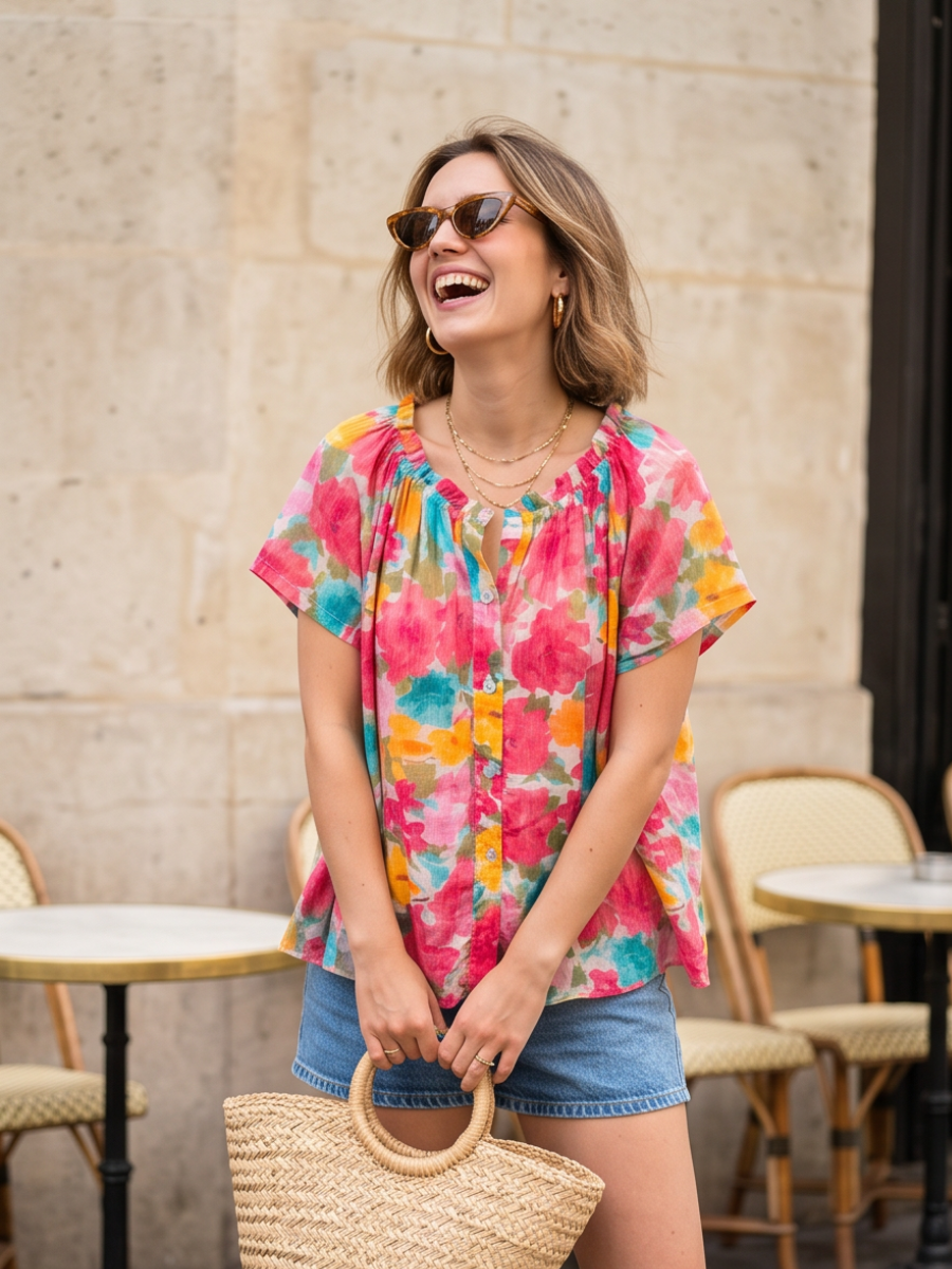 Chemise Lucie - Voile fleuri