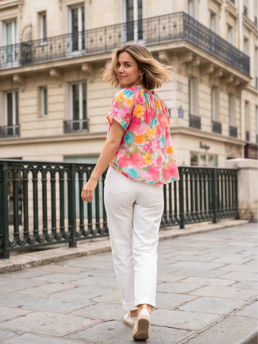 Chemise Lucie - Voile fleuri