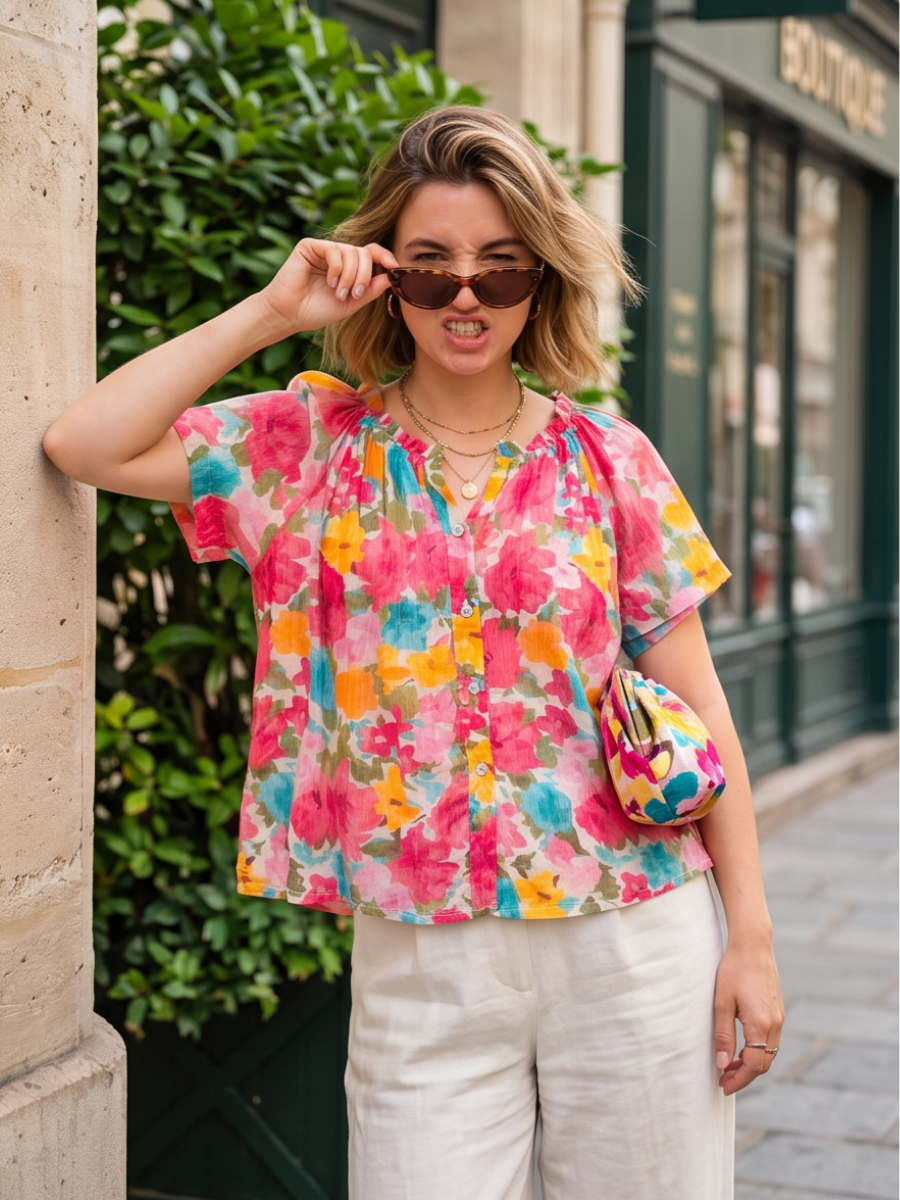 Chemise Lucie - Voile fleuri