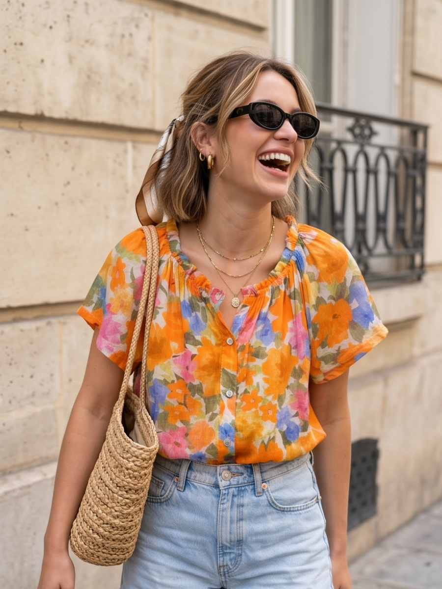 Chemise Lucie - Voile fleuri
