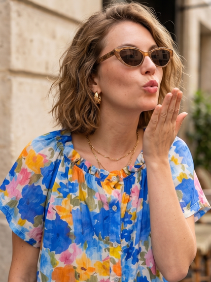 Chemise Lucie - Voile fleuri
