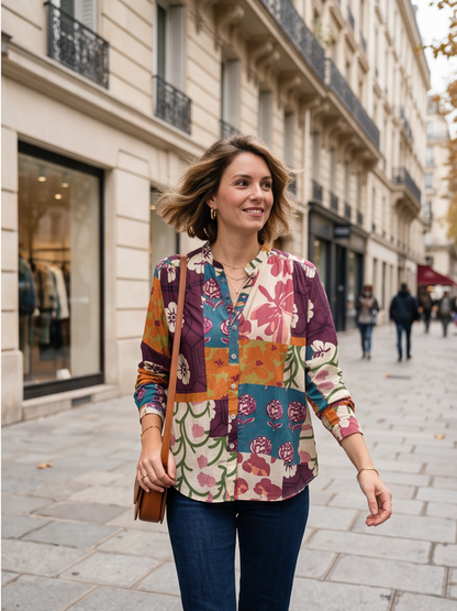 Chemise Maëlle - Imprimé Fleuri Contrasté