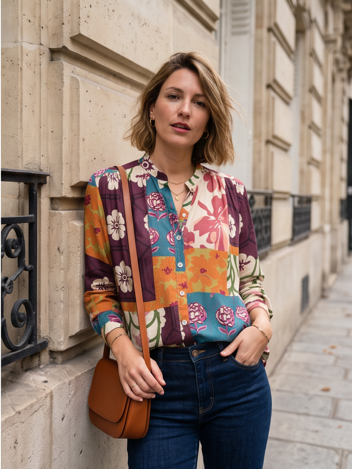 Chemise Maëlle - Imprimé Fleuri Contrasté