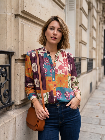 Chemise Maëlle - Imprimé Fleuri Contrasté