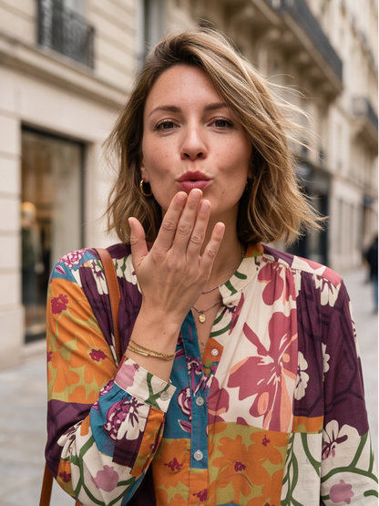 Chemise Maëlle - Imprimé Fleuri Contrasté
