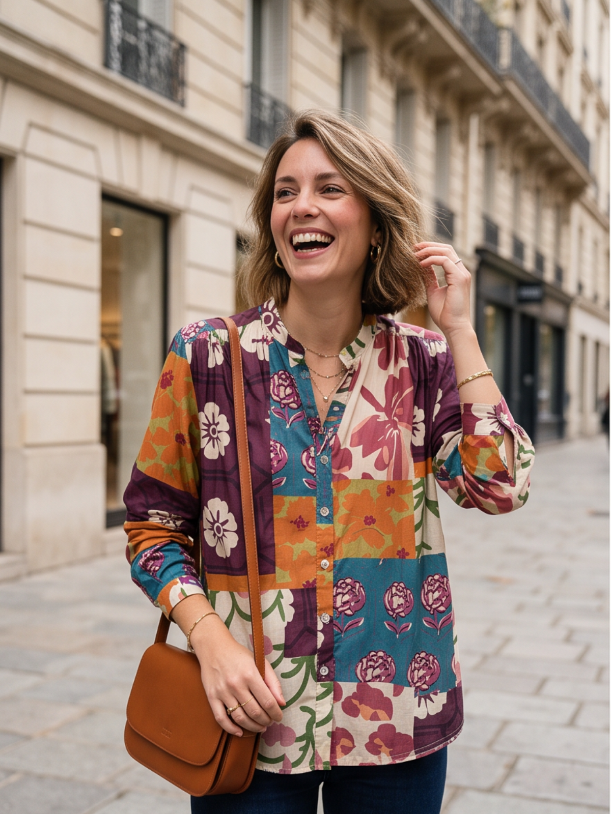 Chemise Maëlle - Imprimé Fleuri Contrasté