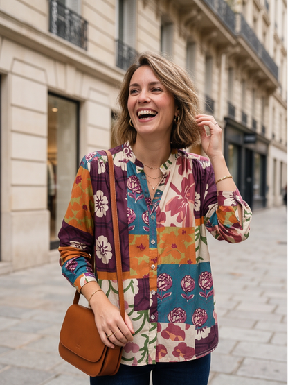 Chemise Maëlle - Imprimé Fleuri Contrasté