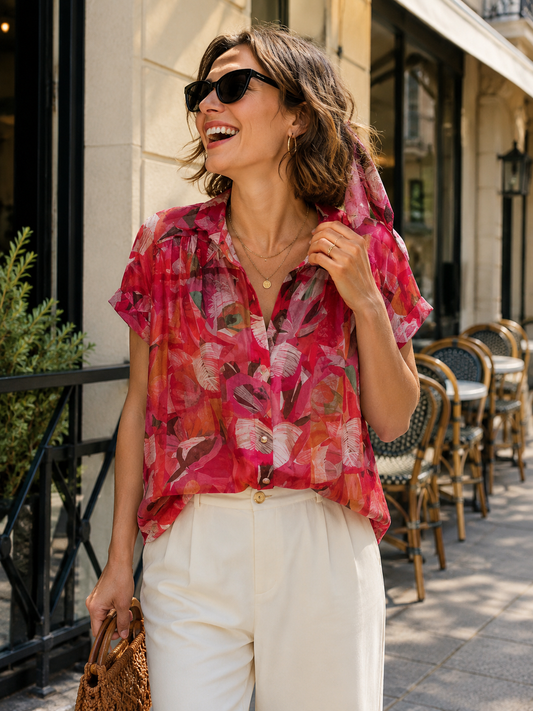 Chemise Manches Courtes Motif Abstrait