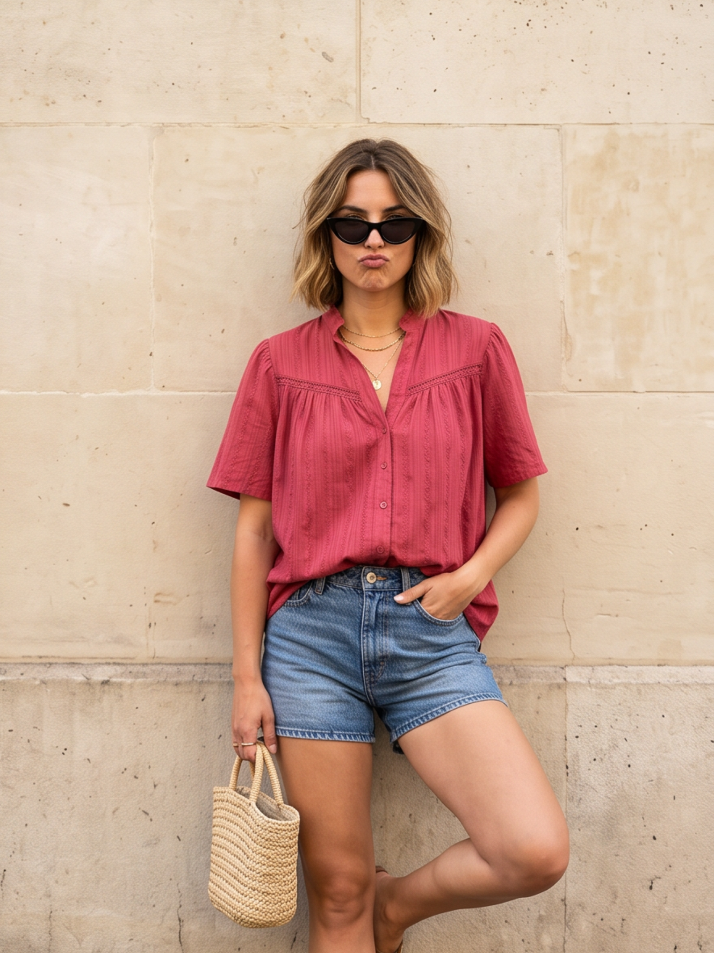 Chemise Manches Courtes Texturée
