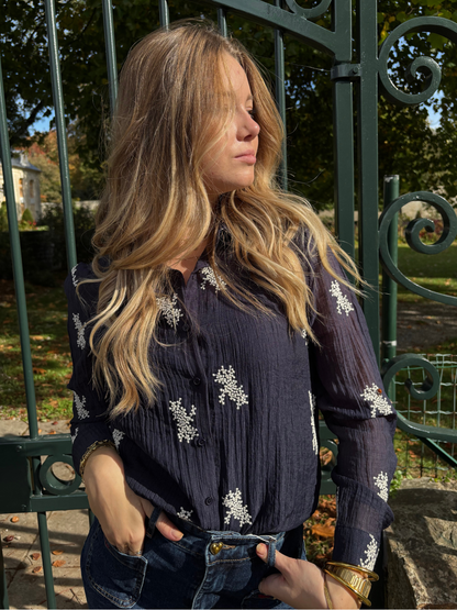Chemise Marine Brodée