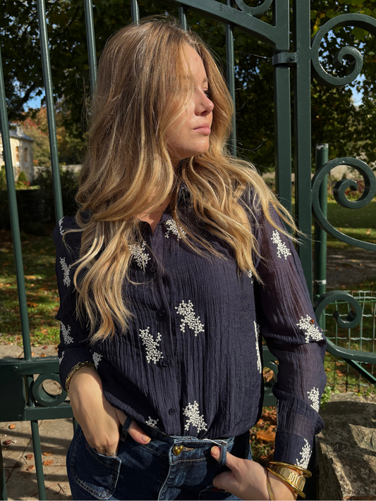 Chemise Marine Brodée