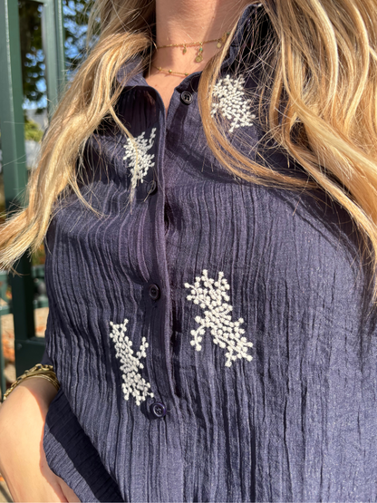 Chemise Marine Brodée