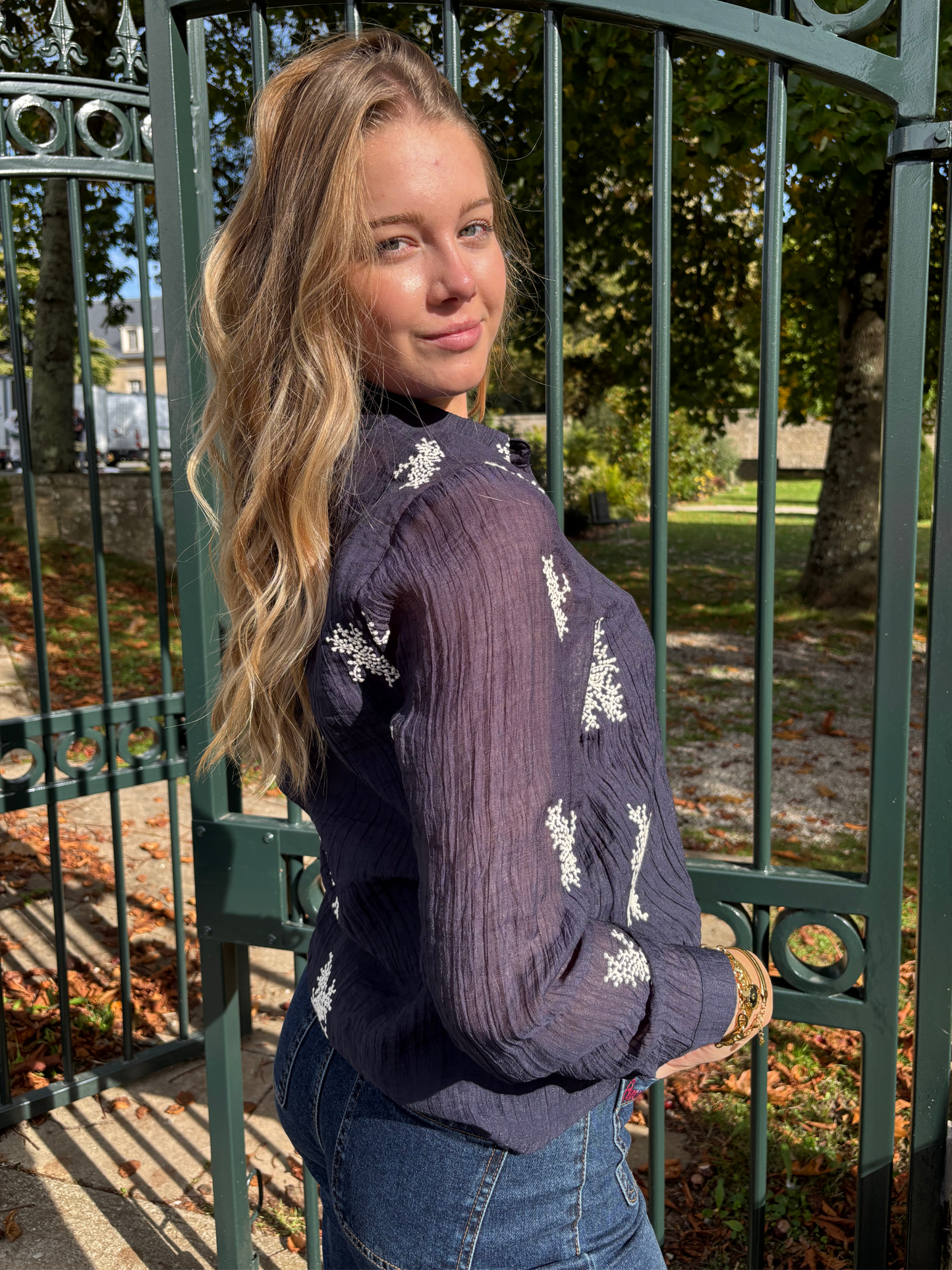 Chemise Marine Brodée