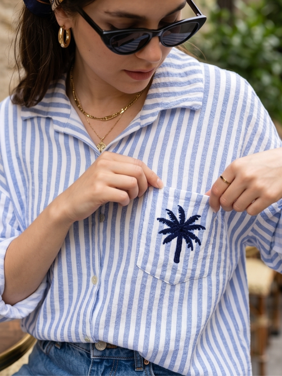 Chemise Ondine - Rayée Palmier Brodé