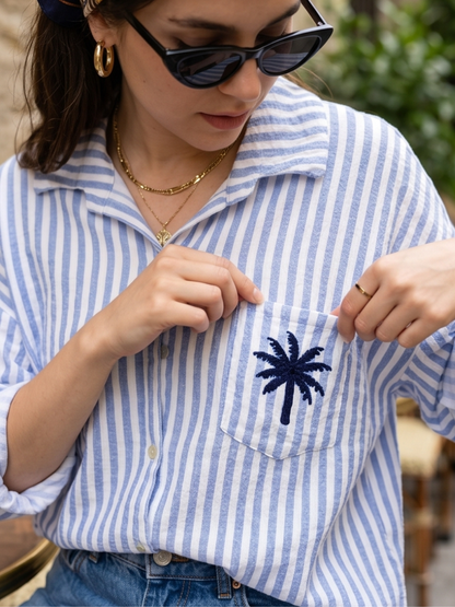 Chemise Ondine - Rayée Palmier Brodé