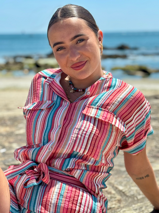 Chemise rayée multicolore en viscose