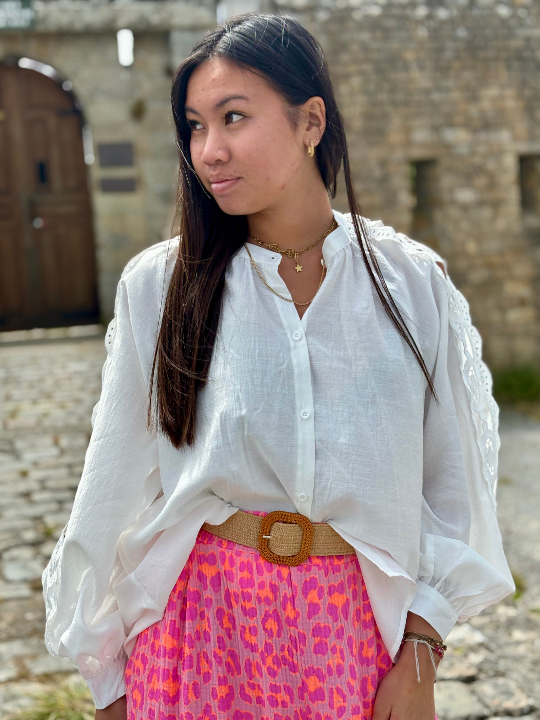 Chemise blanche en coton ajouré