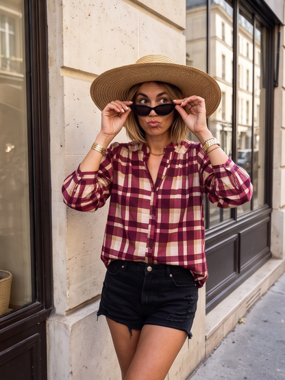Chemise Romy - Carreaux Bordeaux