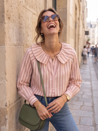 Chemise Serena - Rayée Rose