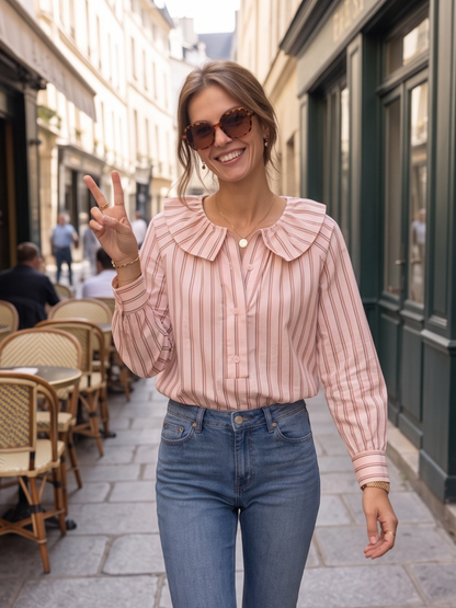 Chemise Serena - Rayée Rose