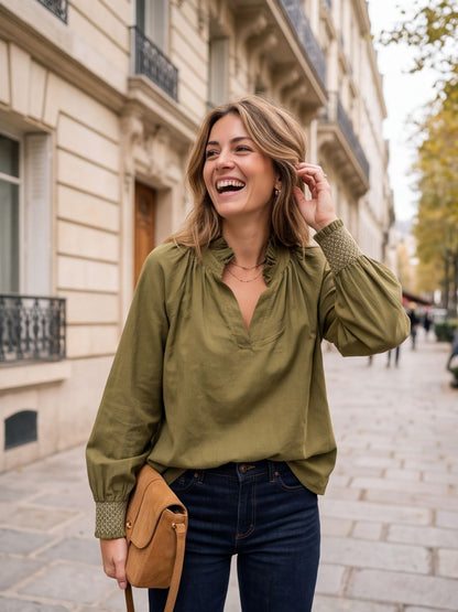 Chemise Victoire - Velours Côtelé Smocké