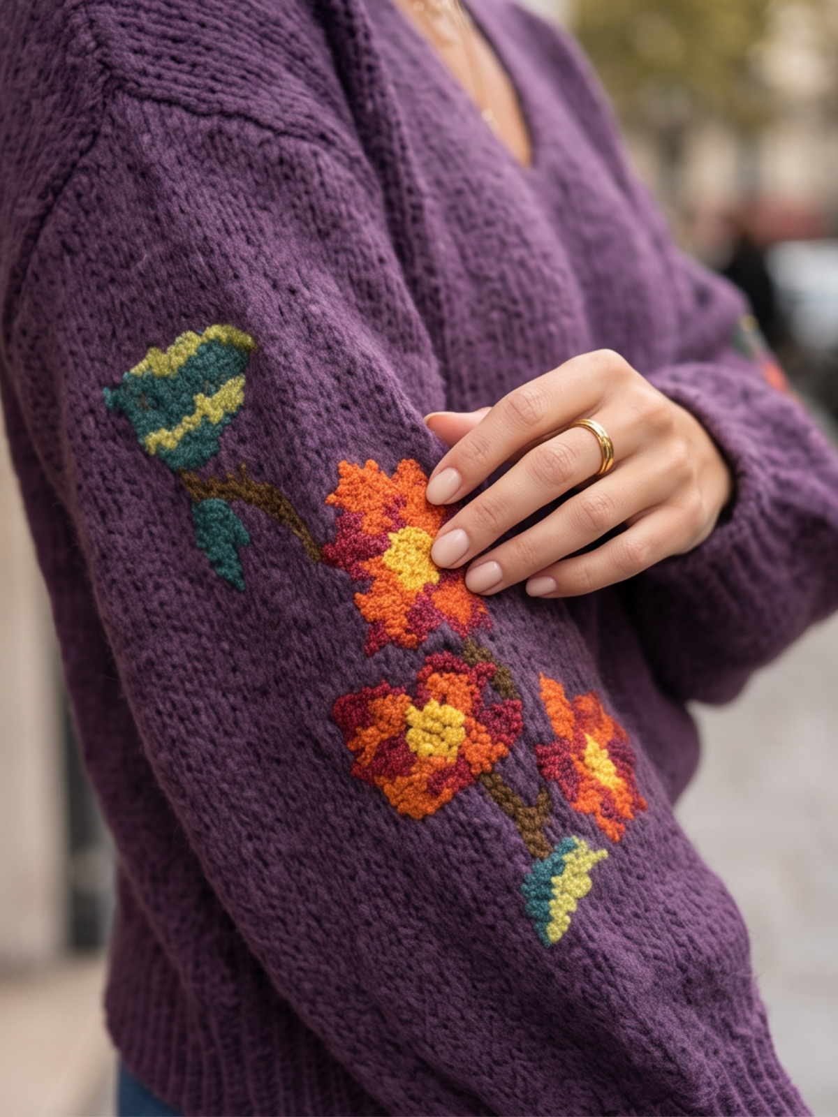 Pull Florentine - Manches Brodées Fleurs