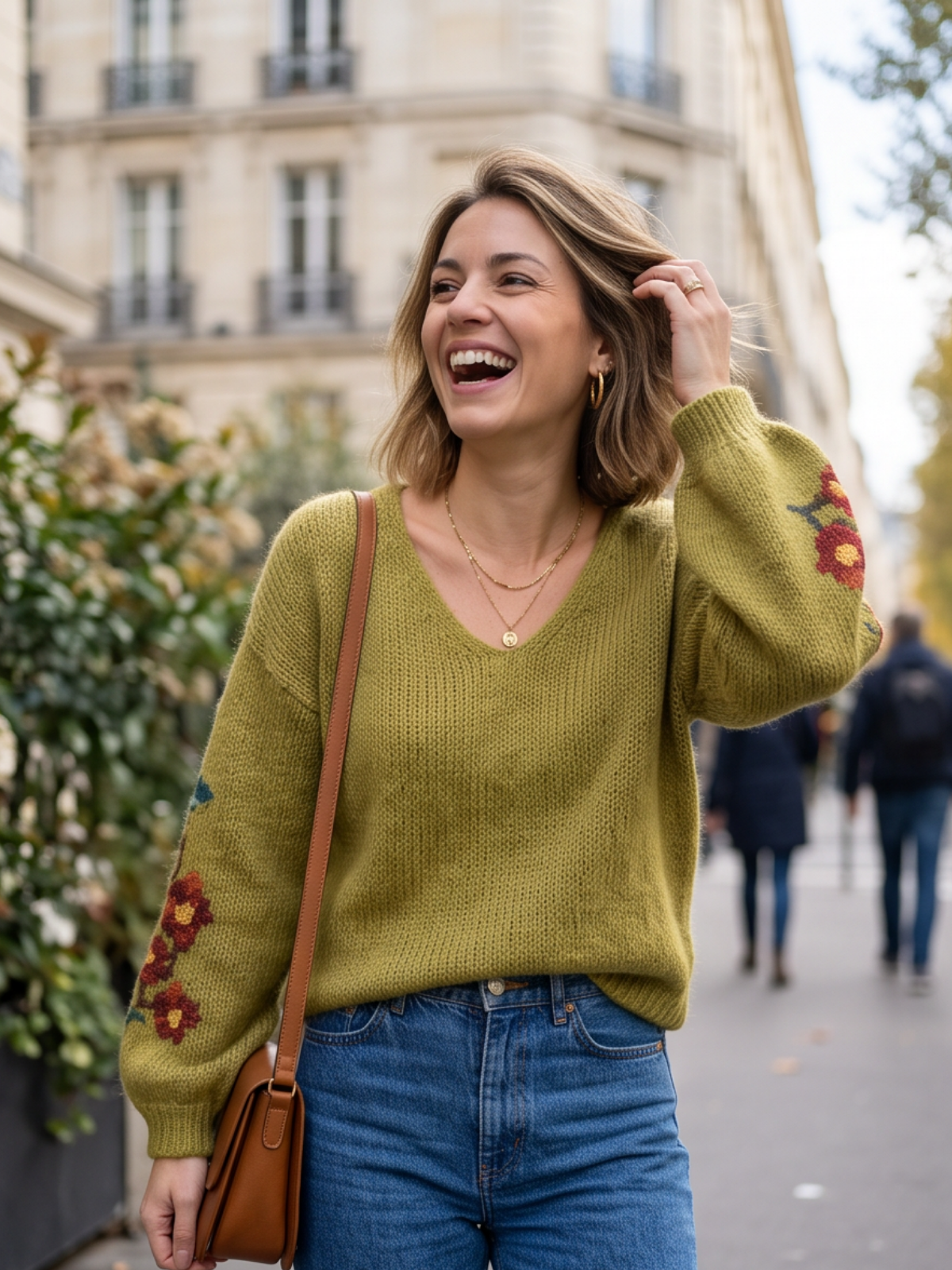 Pull Florentine - Manches Brodées Fleurs