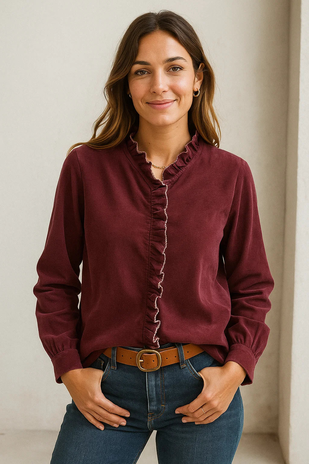 Chemise Col Volanté