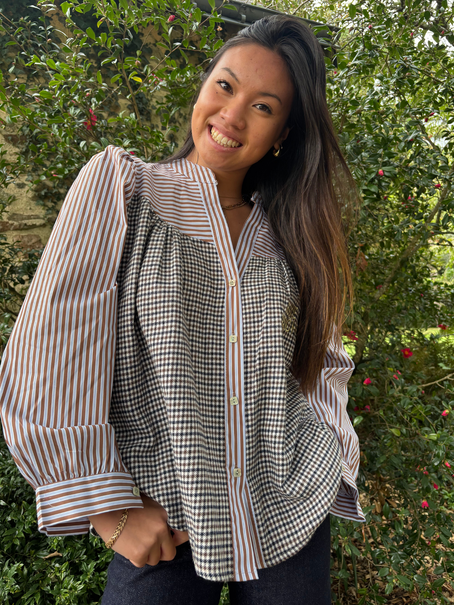 Chemise à rayures et carreaux