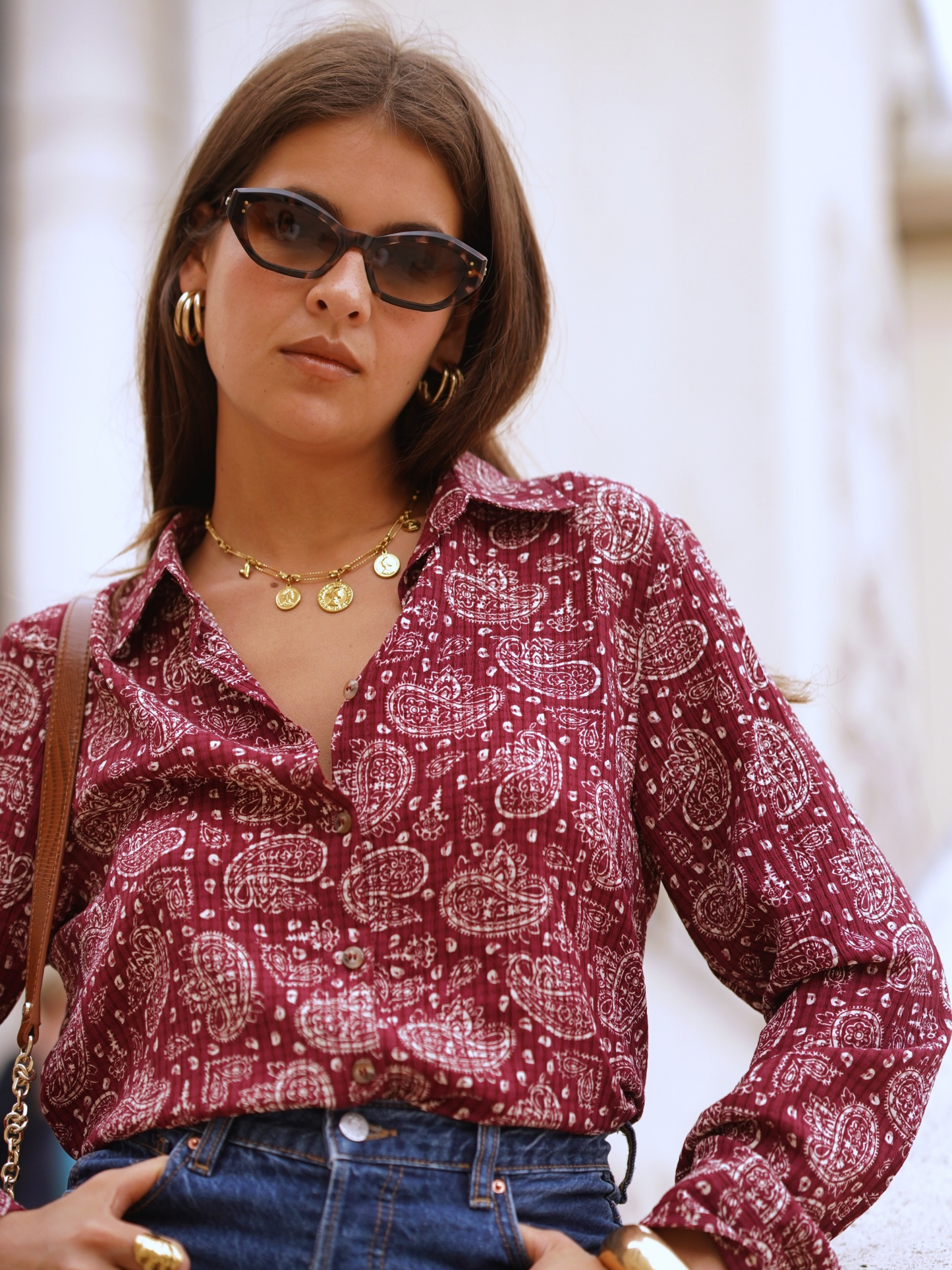 Chemise Imprimé Cachemire Bordeaux