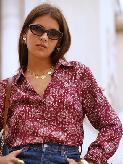 Chemise Imprimé Cachemire Bordeaux