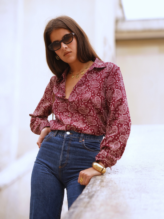 Chemise Imprimé Cachemire Bordeaux