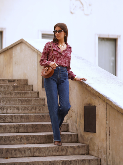 Chemise Imprimé Cachemire Bordeaux